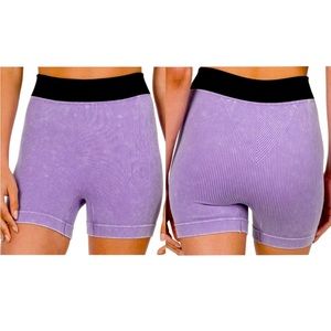 NEW Lavender Ribbed Washed Colored Seamless Bike Shorts X/XL